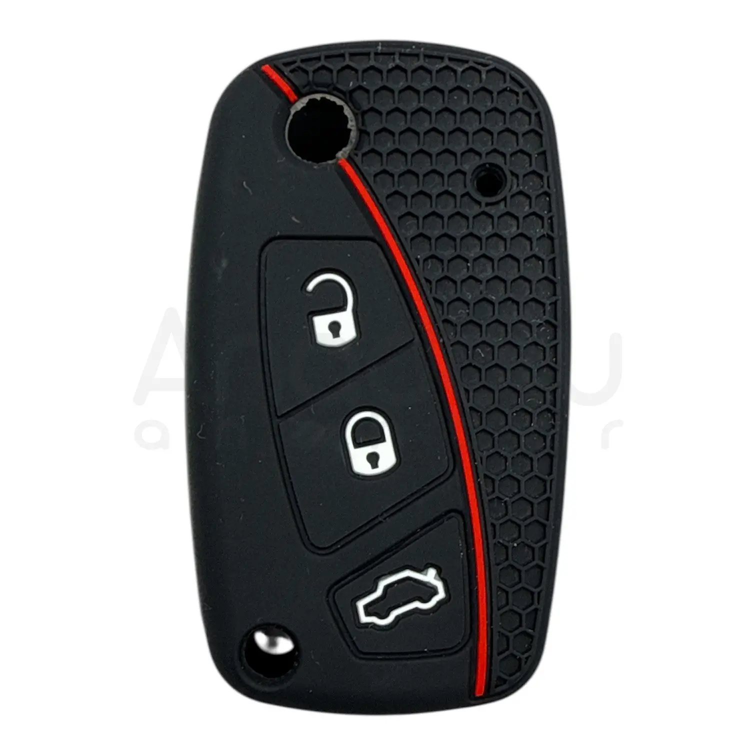 3812-PK | Fiat Fiorino Petek Desenli Kılıf 3 Buton Kırmızı