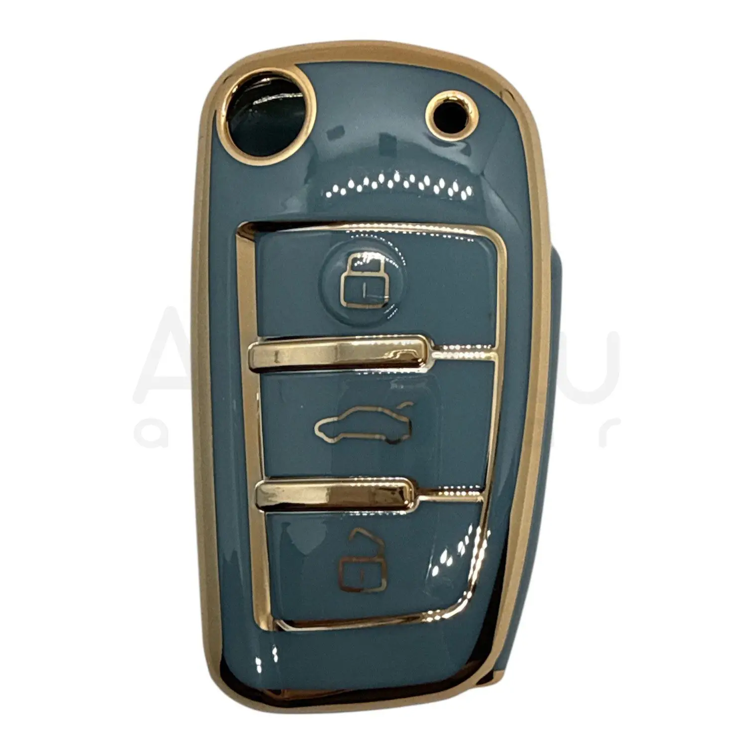 2911-G | Audi Sustalı Kumanda Nano Silikon Kılıfı 3 Buton Gri