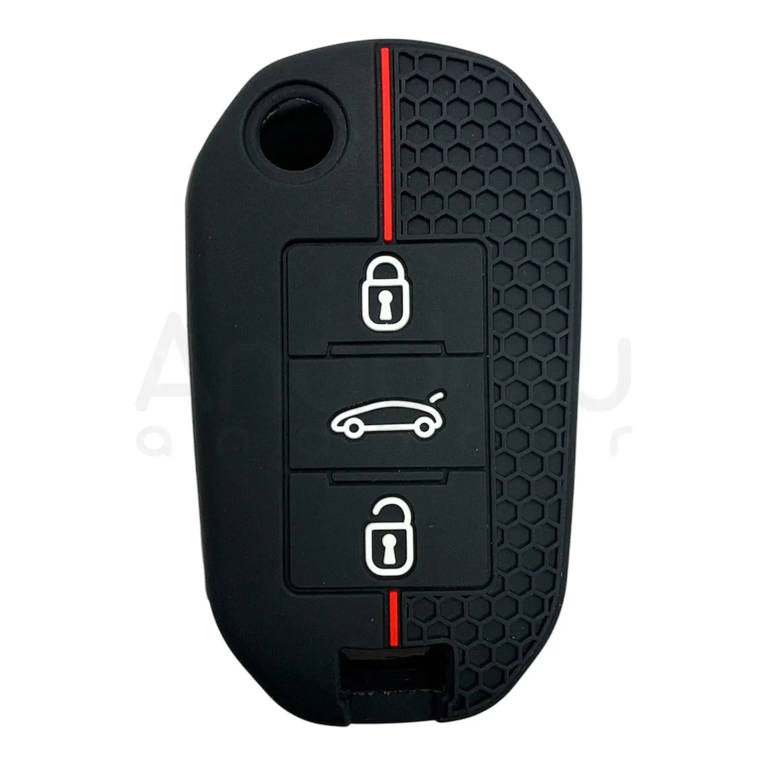 3410-PK | Peugeot - Citroen Sustalı Petek Desenli Kılıf 3 Buton Kırmızı