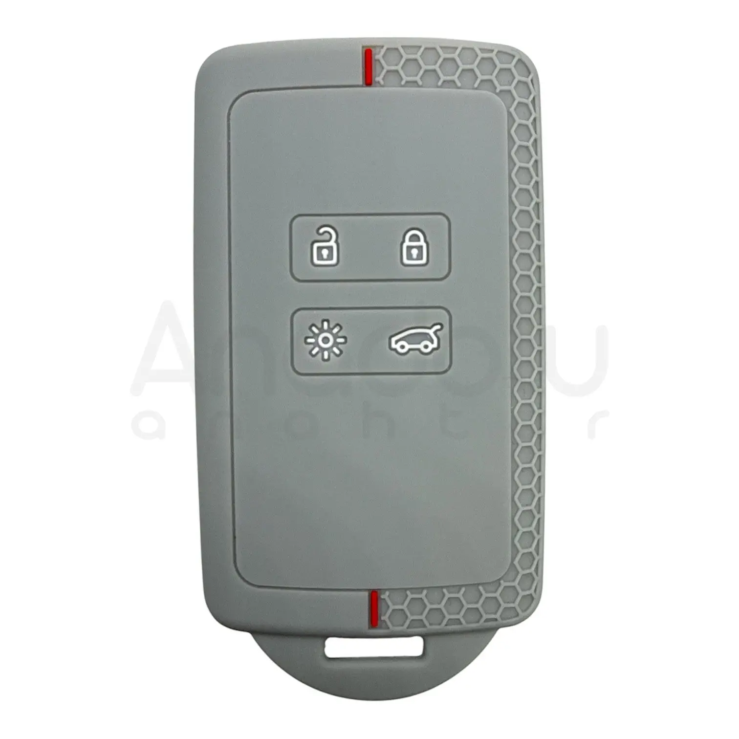 3510-PG | Renault Smart Kumanda Petek Desenli Kılıf 4 Buton Gri