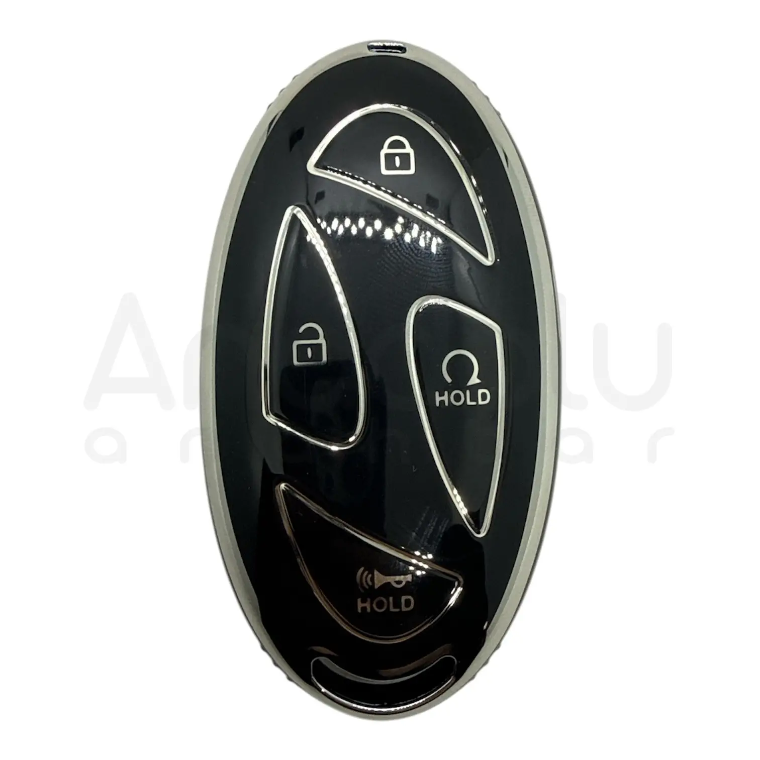 2122-BS | Hyundai Yeni Nano Silikon Kılıfı 4+1 Buton Siyah-Gümüş