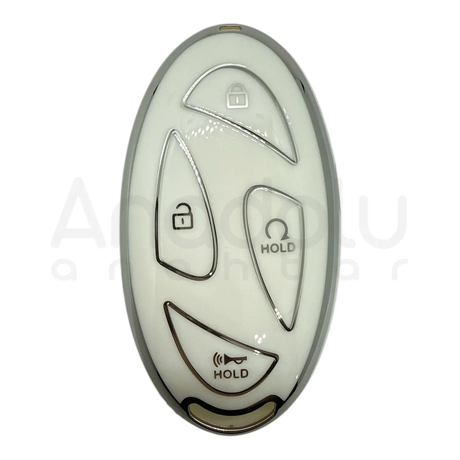 2122-WS | Hyundai Yeni Nano Silikon Kılıfı 4+1 Buton Beyaz-Gümüş