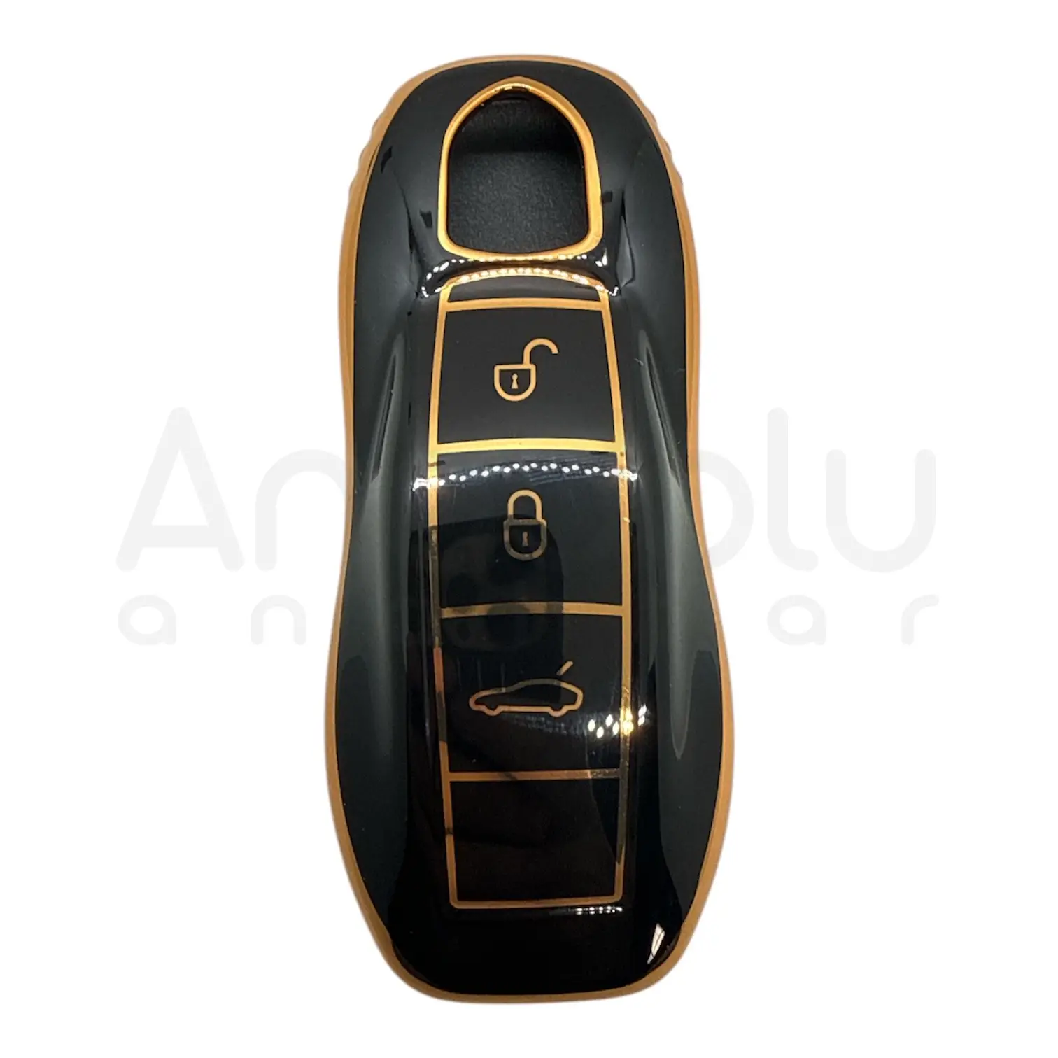 2913-B | Porsche Smart Nano Silikon Kılıfı 3 Buton Siyah