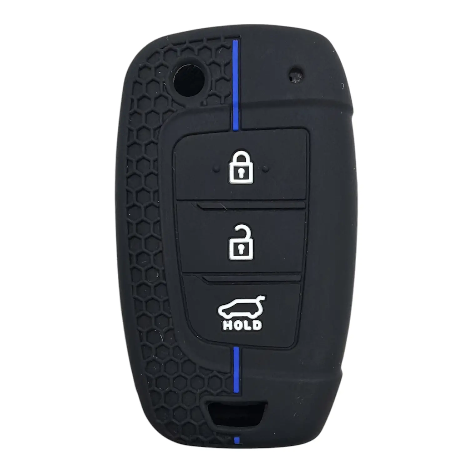 2123-PM | Hyundai Sustalı Petek Desenli Kılıf 3 Buton Mavi