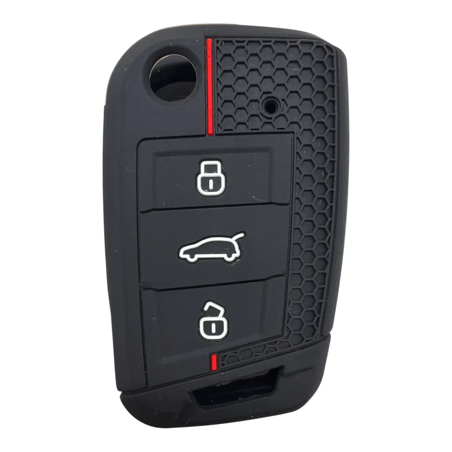 2810-PK | Volkswagen MQB Petek Desenli Kılıf 3 Buton Kırmızı