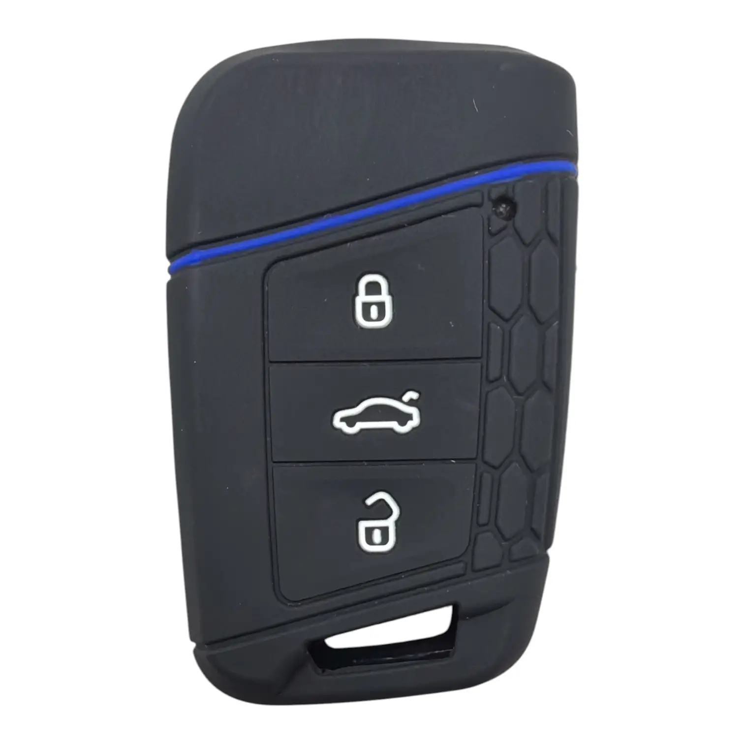 2812-PM-1 | Volkswagen Smart Petek Desenli Kılıf 3 Buton Mavi