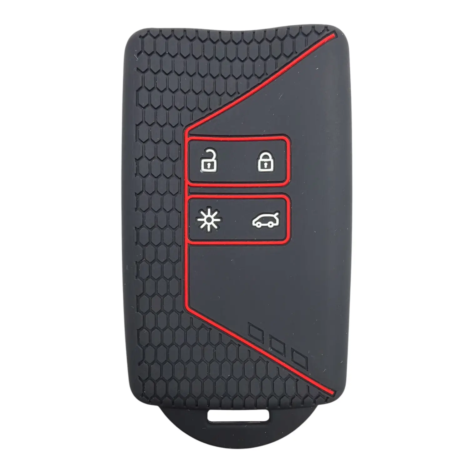 3510-PK-1 | Renault Kart Petek Desenli Kılıf 4 Buton Kırmızı