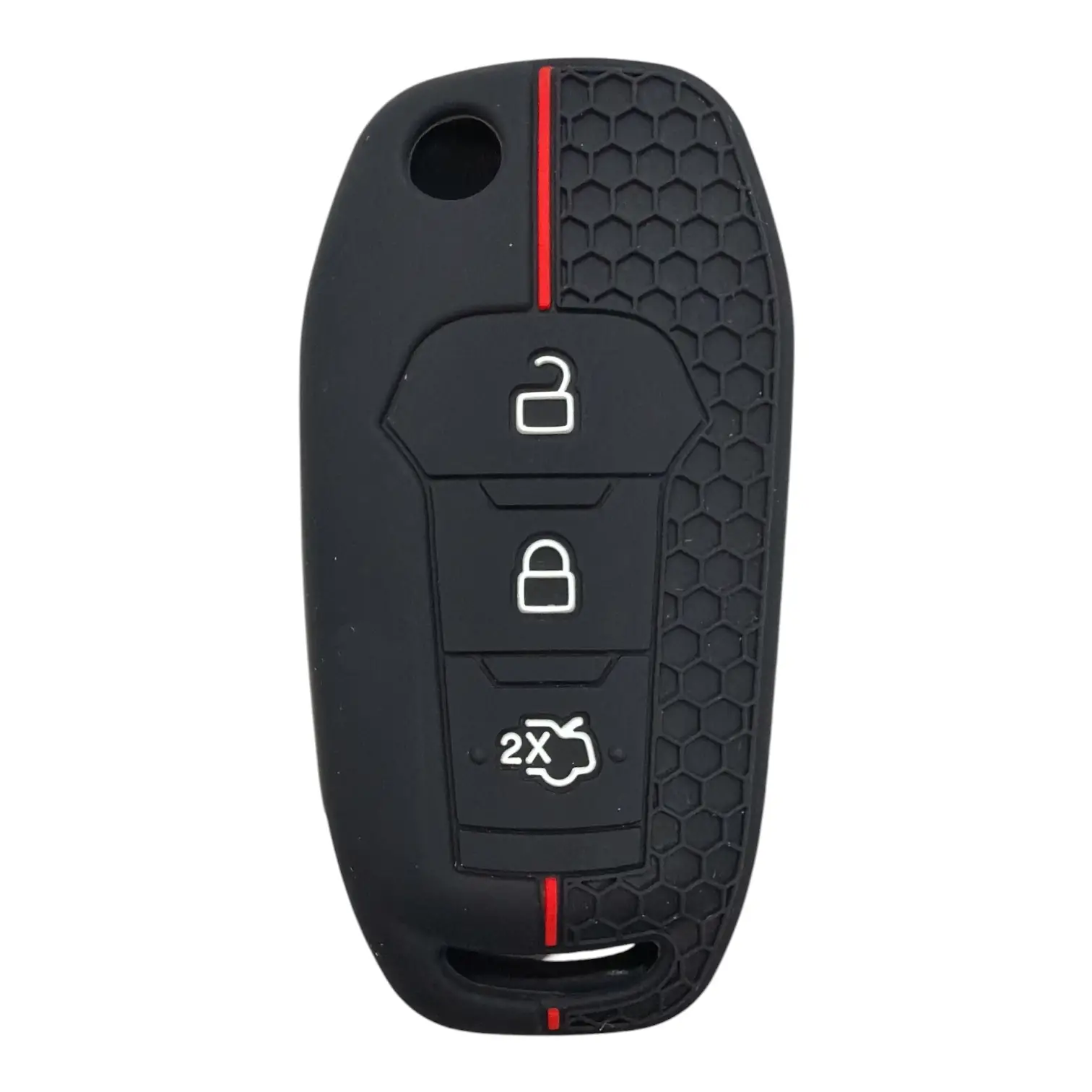 4115-PK | Ford Smart Petek Desenli Kılıf 3 Buton Kırmızı